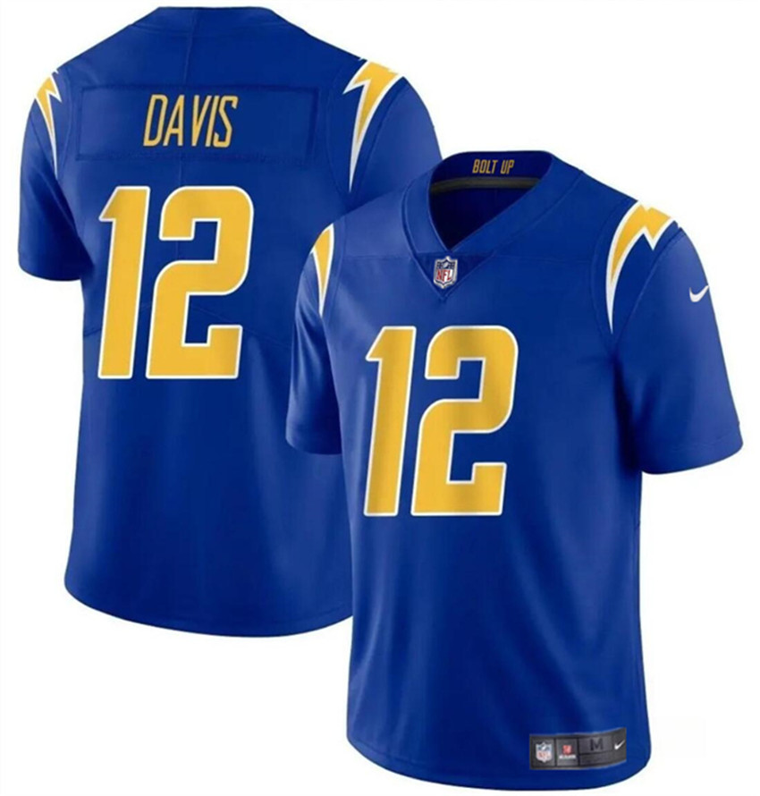 Youth Royal Los Angeles Chargers #12 Derius Davis 2024 Vapor Limited Stitched Football Jersey